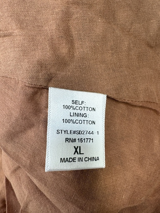 Pink Lily Brown Plaid Cotton Mini Dress Tie Front Cottagecore XL - Picture 7 of 11